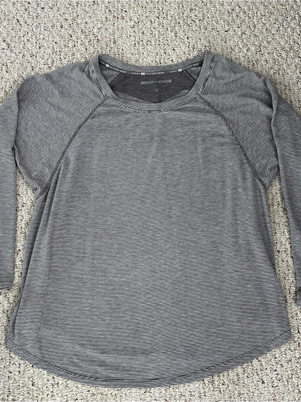 Tommy Hilfiger Sport Women  Long Sleeve Pinstriped Top Stretch Size M